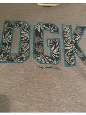 DGK Heather Gray Tee with Bright Teal Text